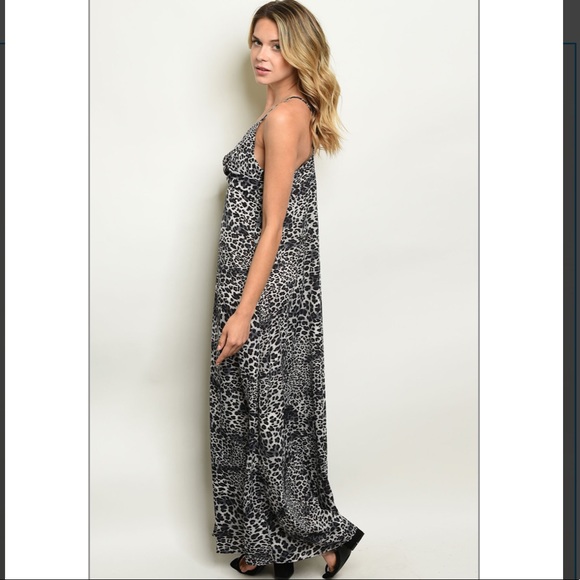 Black/Gray Animal Print Maxi Dress Sizes S & M - Picture 4 of 5